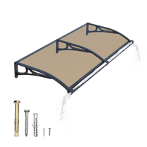 Window Awnings Canopy with Drainage Sink, Large Sink Awning Canopy Waterproof Window Awning Front Door Eaves Canopy for Window Balcony Yard, in Polycarbonate Board and Aluminum Alloy Bracket