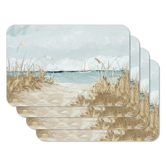 CounterArt "Coastal Scenery" 4-Pack Reversible Flexible Plastic Tabletop Placemats
