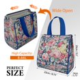 thumbnail image 3 of Pioneer Flower Floral Print Pattern Insulated Lunch Bag for Women & Adults,Large Portable Soft Cooler Lunch Bag,Thermal Food Storage Tote with Pearl Cotton,8.66L,8.75x5.75x9.5 Inch, 3 of 6