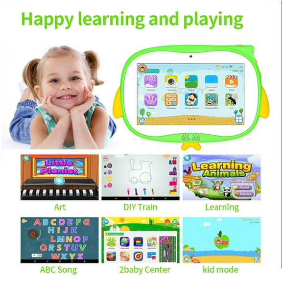 Kids Tablet with Android 8, WiFi, Bluetooth, 1GB 16GB, 128GB Expandable, Parental Control, Dual Camera, 4500mAh Battery – Early Education Learning Tablet Gift for Children