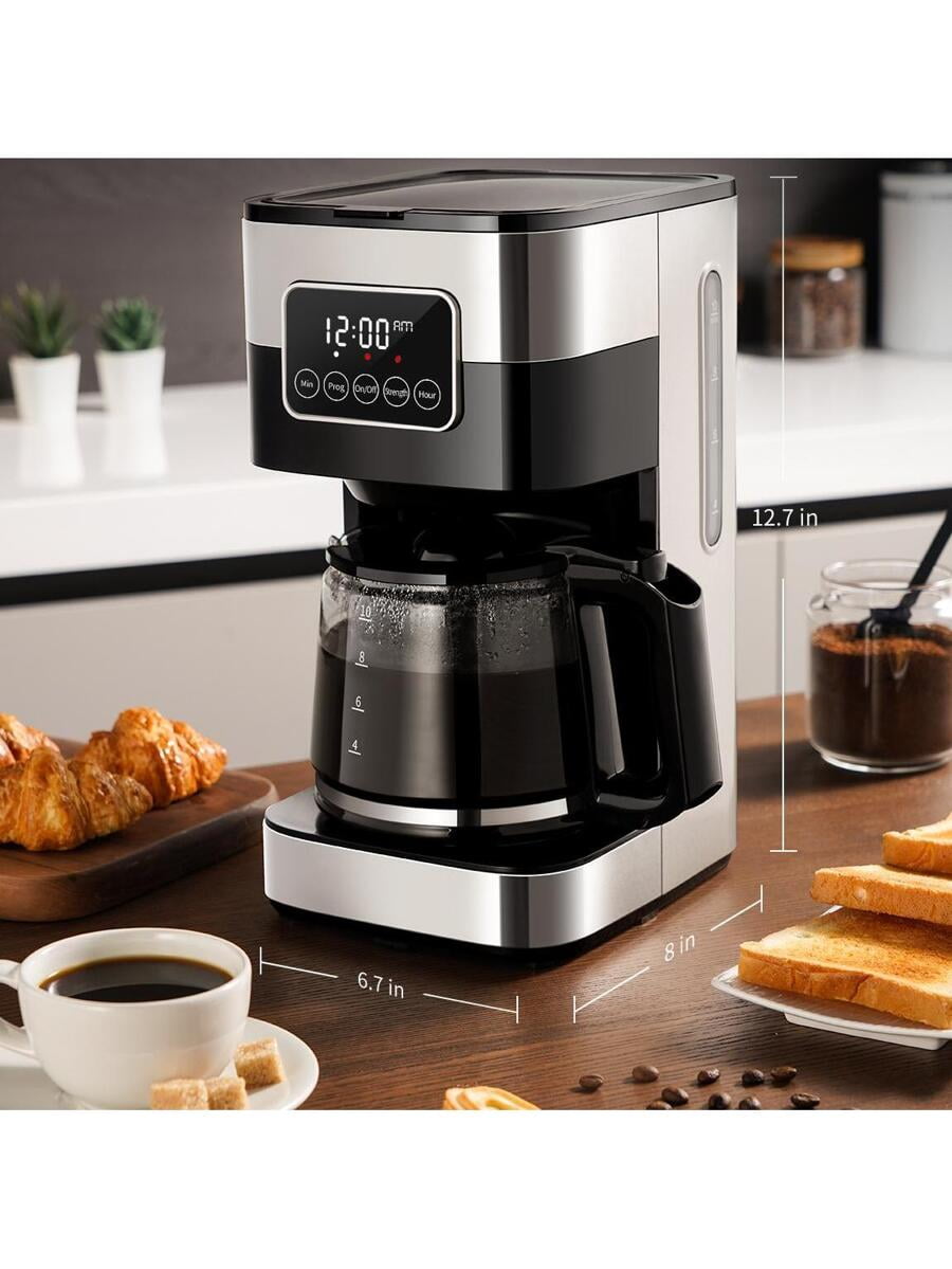 Coffee Maker, Programmable Drip Coffee Machine 10-Cup With Touch-Screen, Pause & Serve, 430 Stainless Steel,Black.