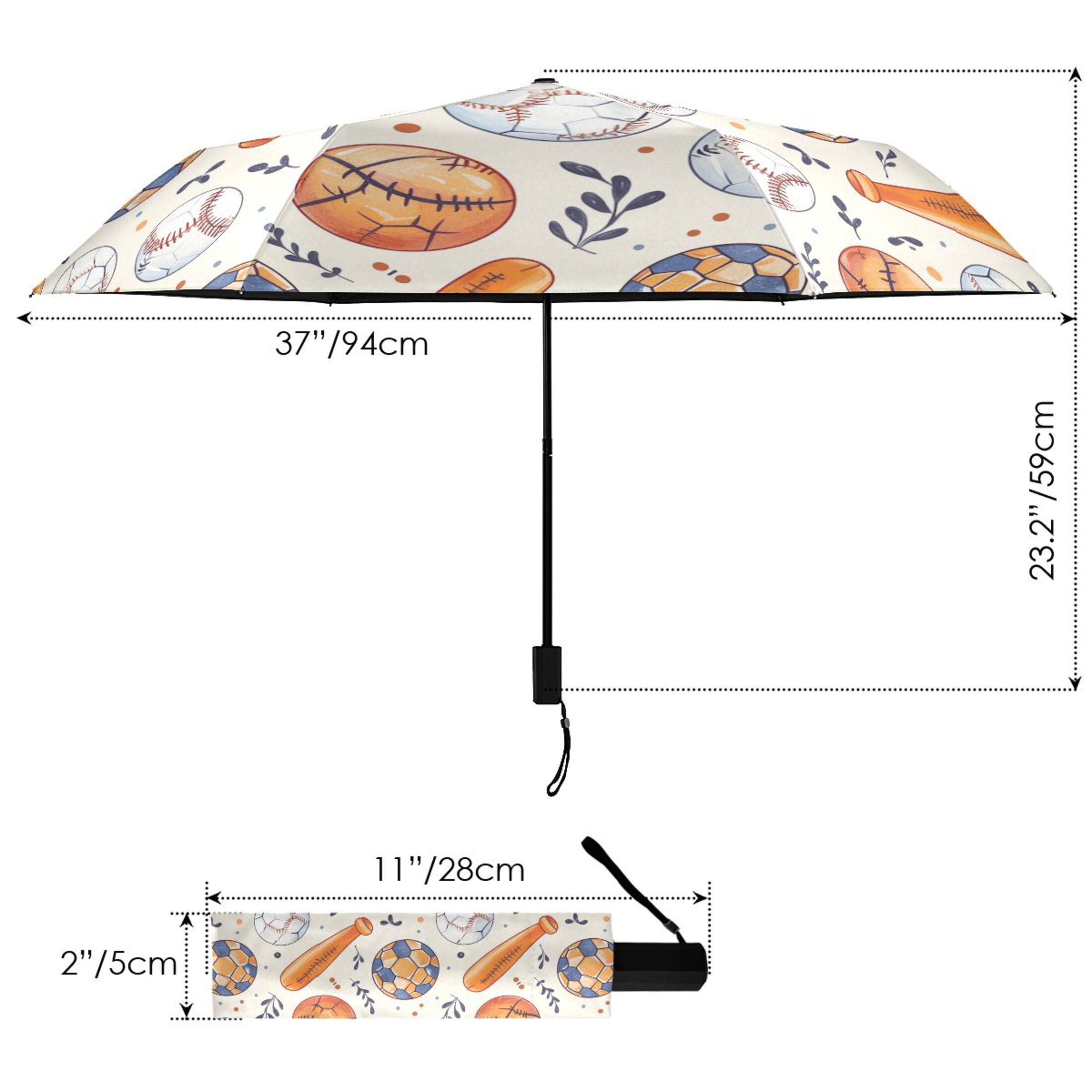 Compact Sun Umbrella Windproof Travel Umbrellas for Rain Strong Portable UV Protection Baseball Bats Soccer Basketball