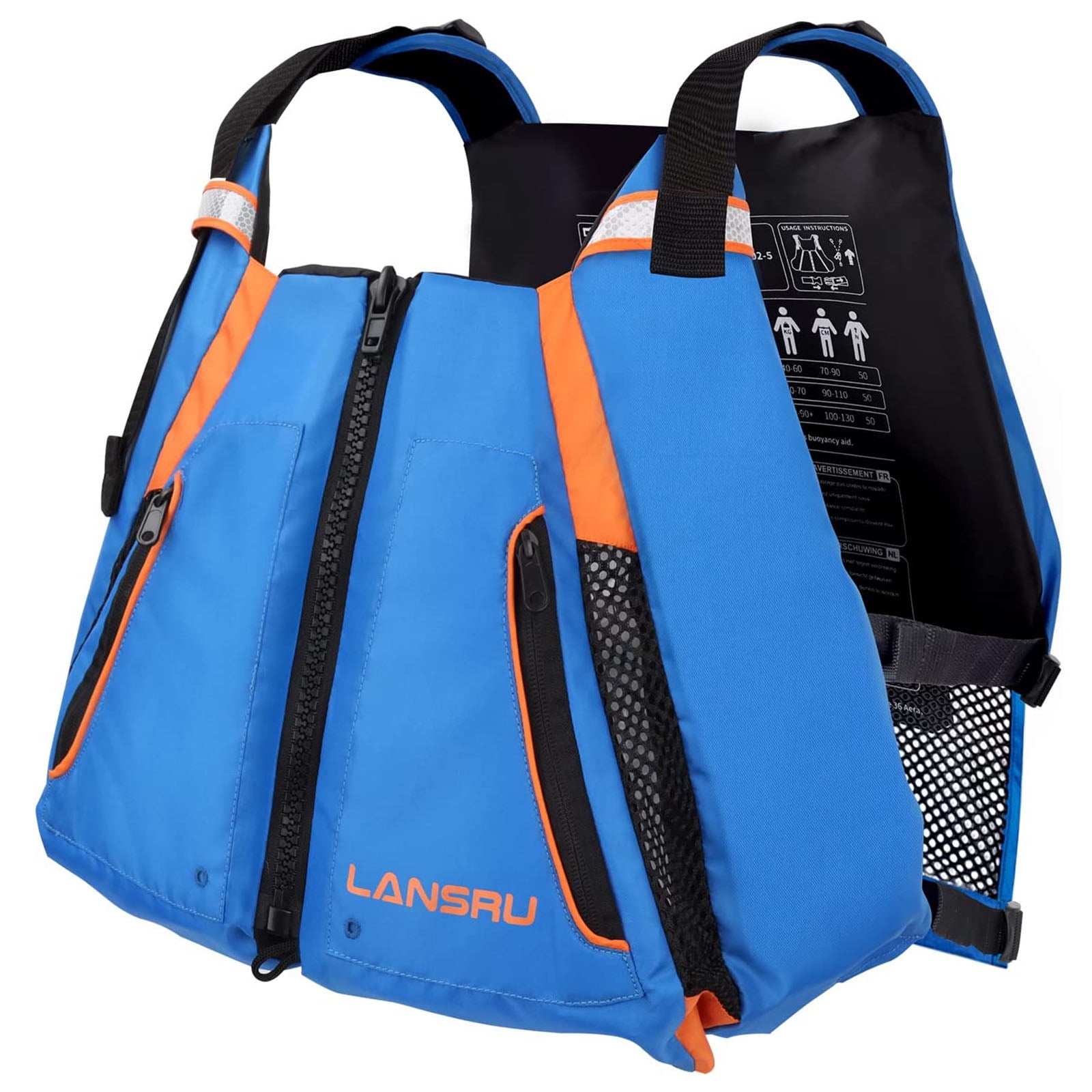 Lansru Adult Life Jacket Swim Vest Buoyancy Jacket Flotation Swim Aid