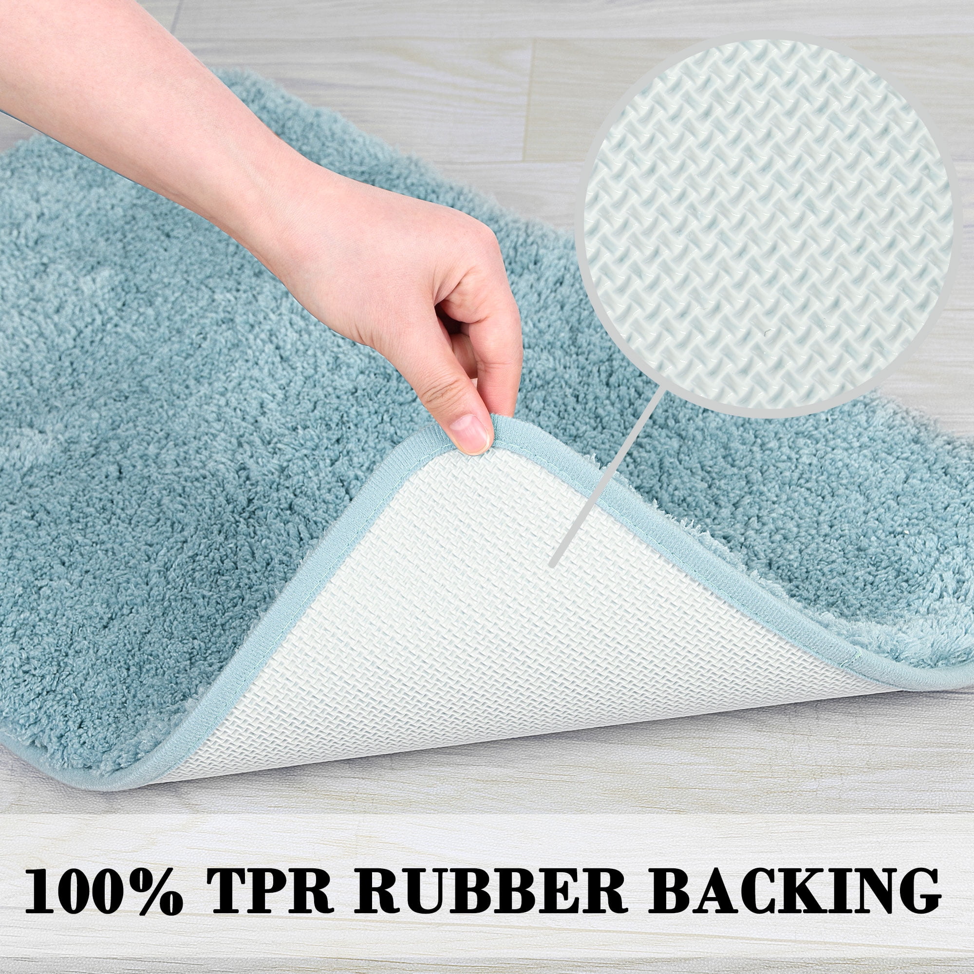 Unique Bargains Bathroom Shaggy Bath Mat Fluffy Non-slip Door Floor Rug Blue 20" x 31"