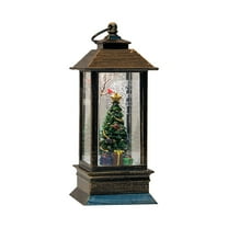HCTSHG Tree Farm Snowman Lighted Snow Globe Water Lantern with Swirling Glitter Decoration for Christmas Home, Living Room, Battery Operated or USB Powered (2x5.5in)