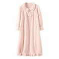 thumbnail image 4 of Flannel pajamas for women set Soft Long Robe Knee Length Winter Nightgown Cozy Loungewear Bathrobe For Home Relaxation Comfort, 4 of 4