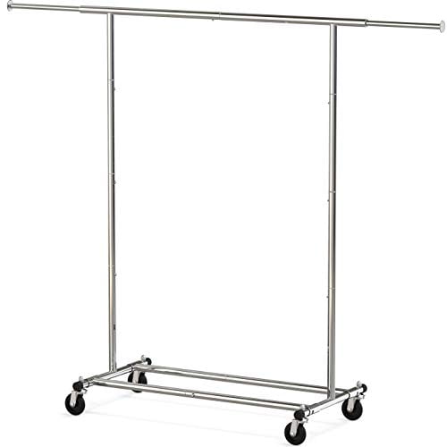 Industrial Grade Z-Base Garment Rack 400lb Load with 62in Extra Long Bar Metal 