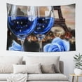 thumbnail image 5 of FCXZI Wine Glasses Eiffel Tower Rose Print Tapestry Wall Hanging 60*40in, 5 of 6