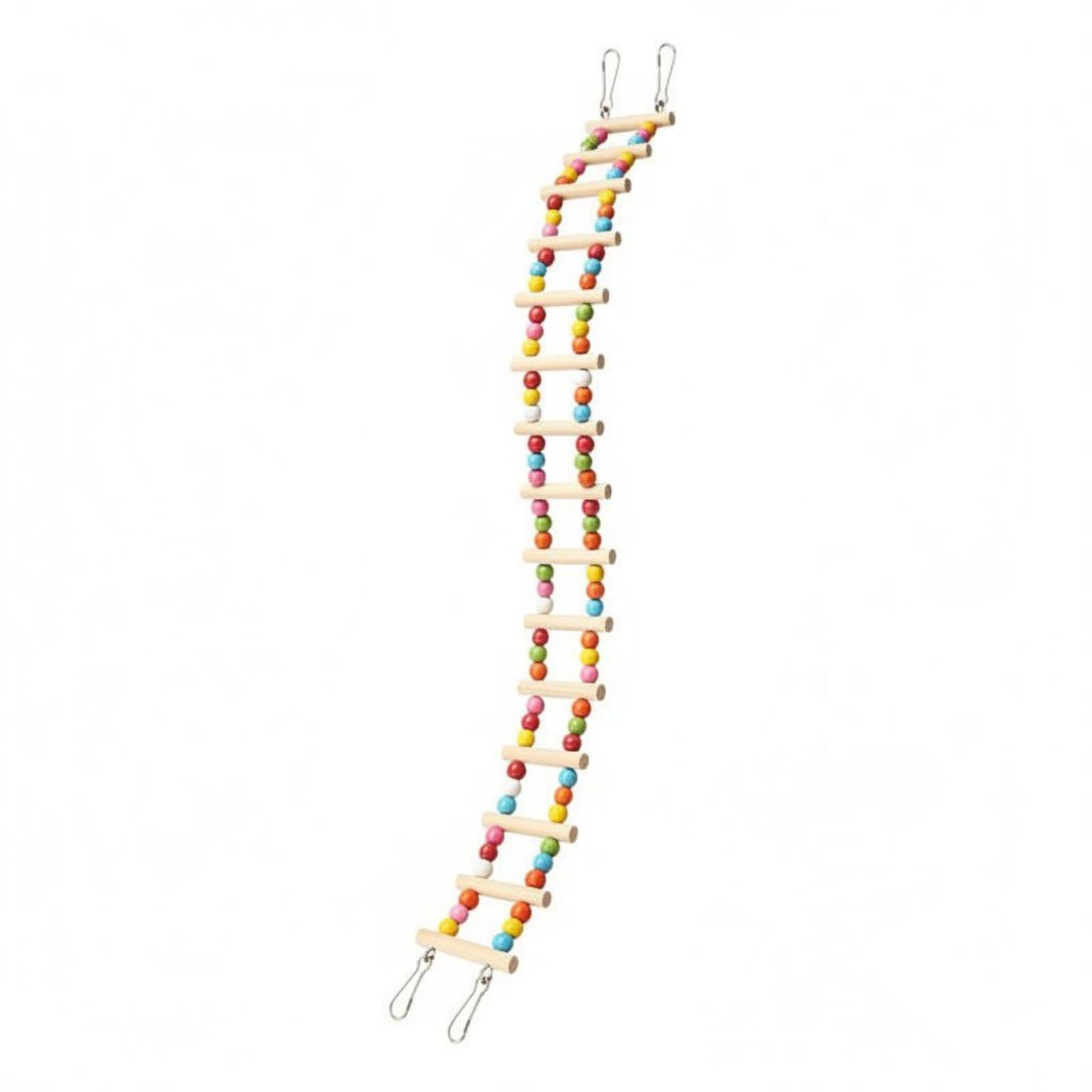 EHJRE Parrot Enclosure Ladder Fir Wood Wooden Bird Ladder Hanging Hooks for Pet Birds Colorful Bead D