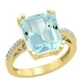 thumbnail image 1 of 14K Yellow Gold Diamond Natural Aquamarine Ring Emerald-cut 12x10mm, size 9.5, 1 of 2