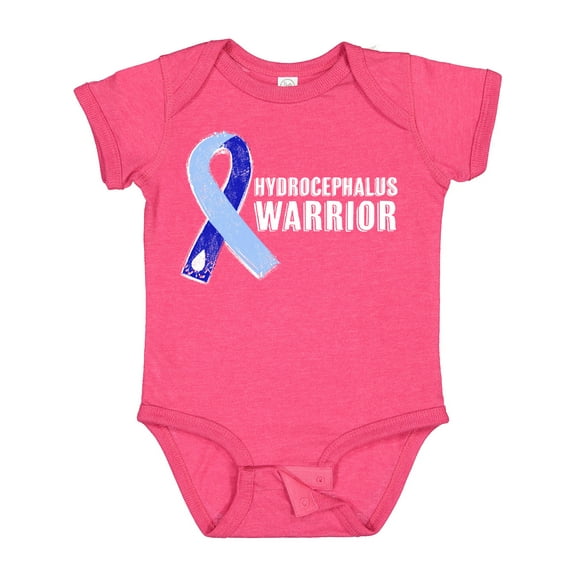 Inktastic Hydrocephalus Warrior with Light and Dark Blue Ribbon Boys or Girls Baby Bodysuit