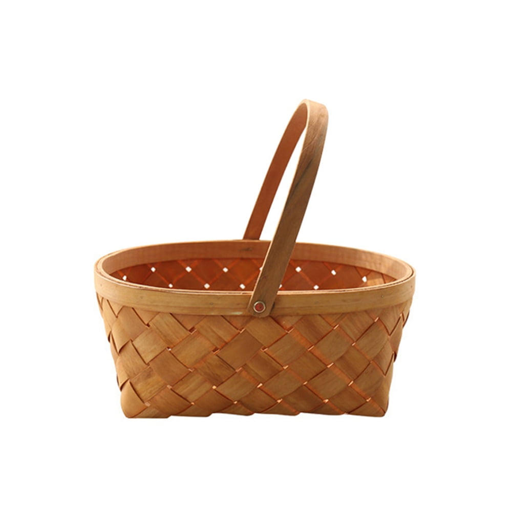 Hanging Basket Handwoven Wood Hanging Wall Basket Vegetable Fruit