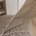 thumbnail image 4 of Buffalo Plaid Boho Tassel Curtain Panels 63 Inch,Taupe Linen Cotton Not-See-Through Sheer Drapes for Bedroom Living Room,Cottagec Farmhouse Window Treatment,Rod Pocket,52" Wx63" L(Pack of 1), 4 of 9