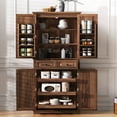 thumbnail image 4 of Harper & Bright Designs Farmhouse Kitchen Pantry Cabinet with Shelves and Door, Freestanding Cupboard Storage Cabinet with 2 Drawers and 3 Pull Out Cabinet Organizers, Brown, 4 of 17