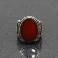 thumbnail image 3 of Handmade Men's Natural Red Carnelian Gemstone Ring in 925 Sterling Silver, Oval Flat Stone Enamel work KOHI Ring KCR013, 3 of 7