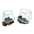 thumbnail image 2 of Things2Die4 Melted Glass On Burl Wood Decorative Bowls (Set of 2), 2 of 11