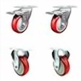 thumbnail image 3 of Polyurethane Swivel Top Plate Caster Set of 4 with 4 Inch Red Wheels - Includes 2 Swivel with Total Locking Brakes and 2 Rigid - 1400 lbs. Total Capacity - Service Caster Brand, 3 of 4