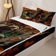 thumbnail image 3 of Manfei Rustic Bear Zipper Twin Comforter Sets with Fitted Sheet and 2 Pillowcases,Autumn Maples Zipper Bedding Set,Orange Brown,Reversible,4pcs, 3 of 8
