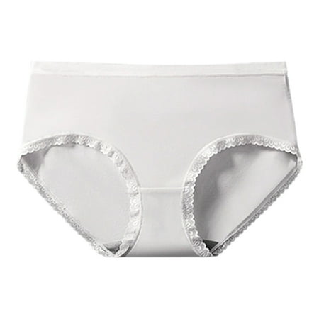 

NLAGER Briefs Woman Seamless Soft Breathable Mid Waist Lace Hem Modal Underwear Briefs