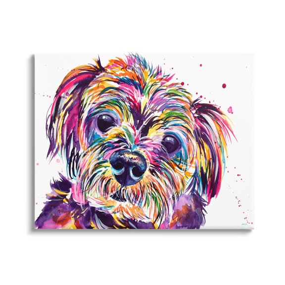 Prismatic Terrier Dog Face Portrait Animals & Insects Graphic Art Gallery Wrapped Canvas Print Wall Art