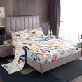 thumbnail image 2 of Colorful Butterfly Twin Bed&nbsp;Sheets Set,Cute Floral Butterfly Bedding Set for Kids Girls Boys,Rainbow Flower Leaf Plant Sheets Wildlife Animal Print Fitted Sheet Set 3Pcs, 2 of 6