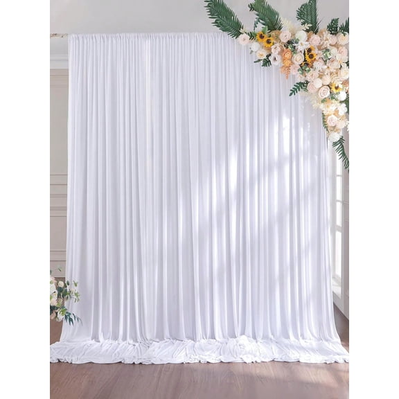 1pc 2pcs White Wedding Backdrop Curtain White Milk Silk Backdrop Curtain White Polyester Photography Background For Wedding Party Ceremony