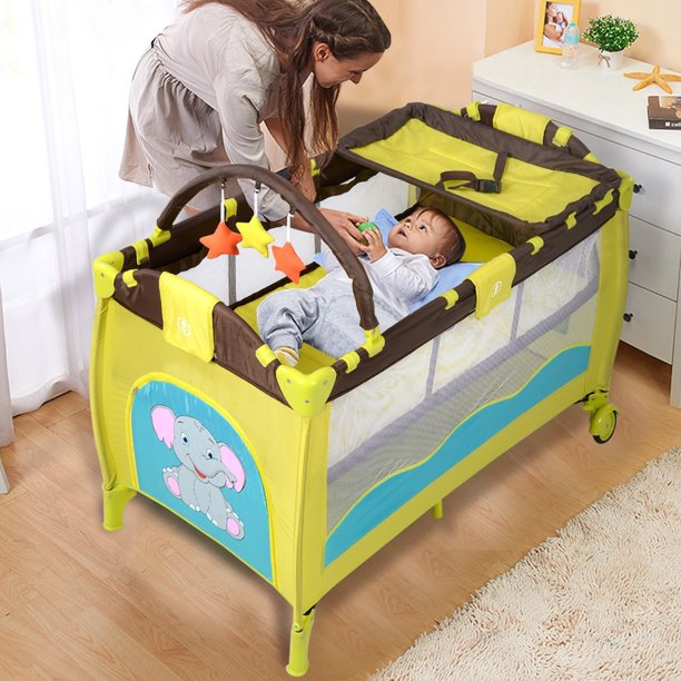 Baby Crib Playpen Playard Pack Travel Infant Bassinet Bed Foldable