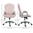 thumbnail image 2 of Velvet Office Chair with Button Tufted Back, Pink Desk Chair - Adjustable Height, Swivel Task Chair for Home Office & Study, 24" x 24", 2 of 7