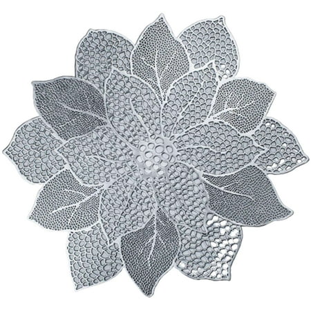 

Table Mats Hollow Out Hibiscus Flower Place Mats for Table Silver