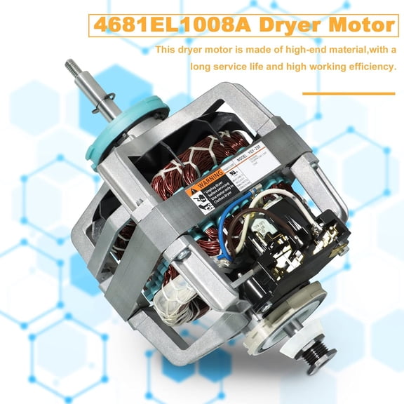 Drive Motor 4681EL1008A Clothes Dryer Blower by  for  Ken-More Dryer Replace EAP2400858 4681EL1008B 4681EL1008H 4681EL1008K 4681EL1008P 1330330 (Shaft Length: 2-3/8" and 1-1/4")
