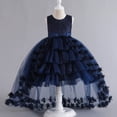 thumbnail image 7 of VNKIDY Girls Kids Solid Color Strapless Party Dress 3D Floral Applique Tulle Skirt With Bow Accent Princess Gown For Wedding Birthday Events Cute Dress, 7 of 7