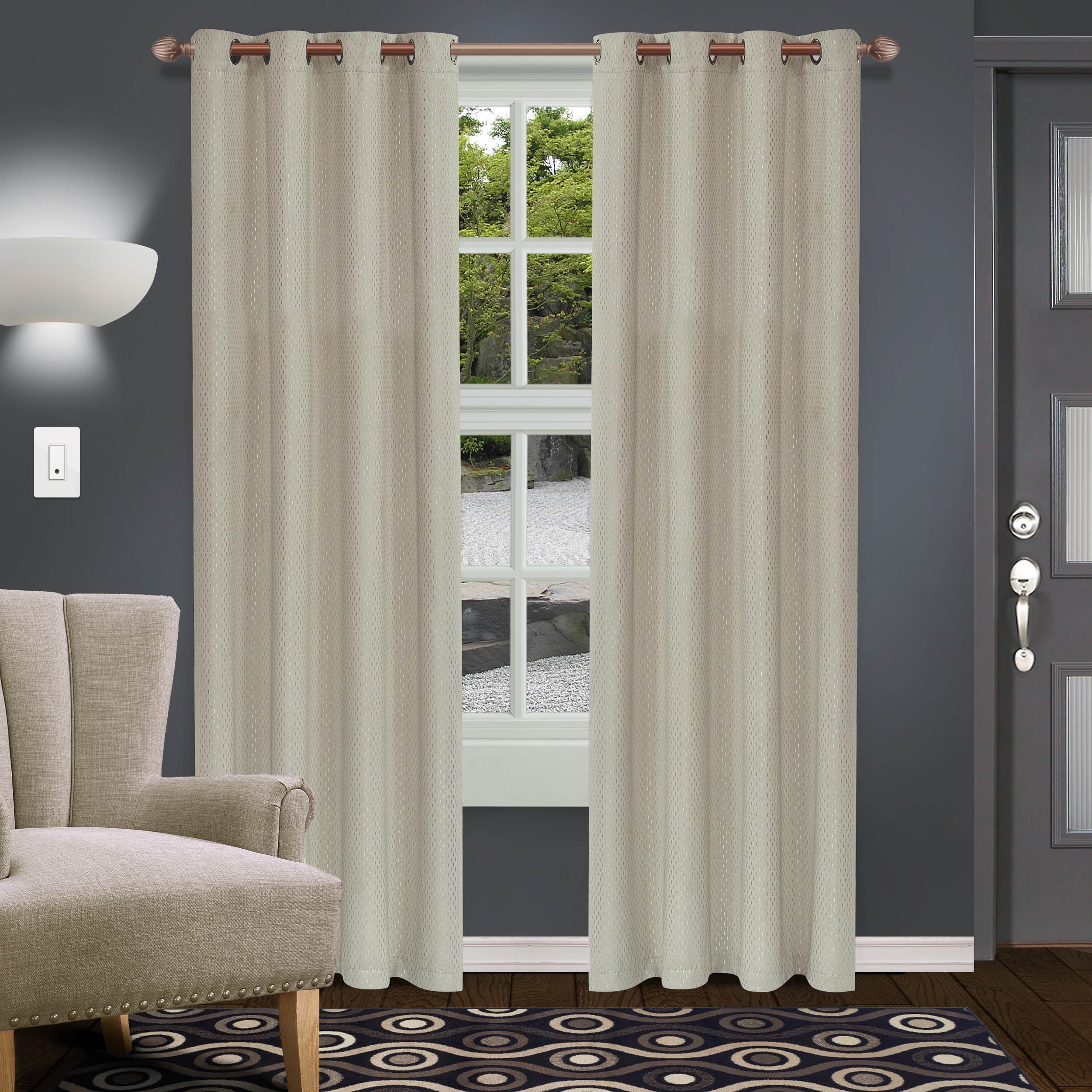 White Bianca 84-Inch Minimal Room Darkening Grommet Window Curtain Panel 
