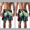 thumbnail image 3 of luoweisi Men's Beach Shorts Quick Dry Swim Trunks with Mesh Lining Abstract Rhinoceros L, 3 of 5