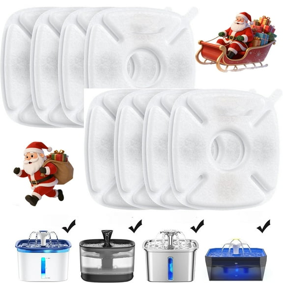 8 Pcs Cat Water Fountain Filters for Veken 95oz/2.8L, 67oz, 85oz, 135oz Dog Water Fountain Automatic Pet Fountain Dog Water Dispenser