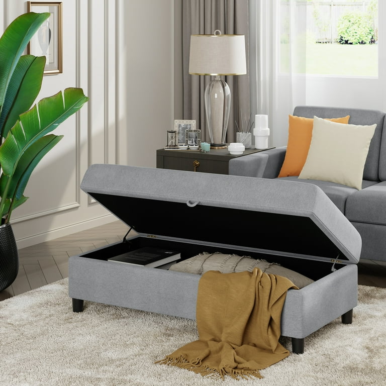 Sobaniilo 45” Folding Storage Ottoman, Entryway Bench, Storage Chest, Foot  Rest Stool for Living Room, Bedroom (Light Gray)