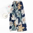 thumbnail image 3 of Felirenzacia Women's Floral Graphic Pajama Pants, Elastic Waist Drawstring Wide Straight Leg Pjs Bottom Blue,Free Size, 3 of 3