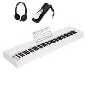 Glarry 88-Key Portable Keyboard Piano with Sustain Pedal for Beginners Adults Kids, White