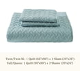 thumbnail image 4 of EMME Queen Quilt Set,Lightweight Bedspread Microfiber Reversible Queen Size Comforter Set Lake Blue Coverlet 3 Piece Full Bedding Set All Season(Basket Weave, 90"x90"), 4 of 6