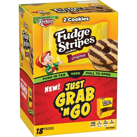 Holiday Fudge - (2 Pack) Keebler Fudge Stripes Original Cookies 18-0.95 oz. Pouches