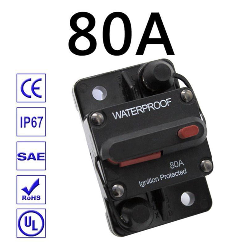 Maynos 60Amp Circuit Breaker 30-300A with Manual Reset Trolling Motor Auto Car Marine Boat Bike Stereo Audio Terminal Inline Fuse Inverter for System Current Overload Protection 12V-48V DC Waterproof