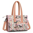 thumbnail image 2 of Teacher Tote Bag,Dachshund and Flower Teacher Utility Tote Bag,Large Work Tote Bags for Women with Multiple Pockets,Top Zipper Closure,13.8x10.6x6.7 Inch, 2 of 5