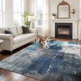 thumbnail image 3 of Blue Grey Washable Living Room Rugs 5'x7', Modern Graffiti Low Pile Throw Large Area Rugs Non-Slip Sturdy Edge Binding Carpet for Dining Room Bedside Kitchen, 3 of 9