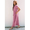 thumbnail image 3 of Women's Pink Solid Color High Waist Pocketed Long Maxi Dress - [ZhiHiMeRi] | (US 12-14)L, 3 of 12