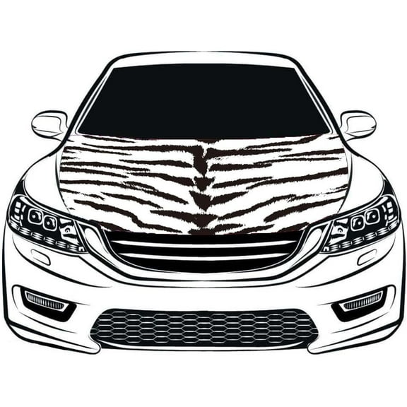 Animal Print Flag Car Hood Cover 3.3X5FT/6X7FT 100% Polyester,Engine Flag, Elastic Fabrics Can be Washed,Car Bonnet Banner (Tiger a, 6x7FT)