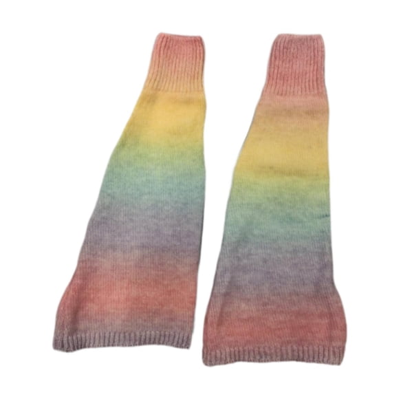 Calentadores de piernas para patinaje sobre hielo, calcetines sin pies para mujer, calentadores de piernas largos tejidos, calcetines para patinaje, Arcoíris