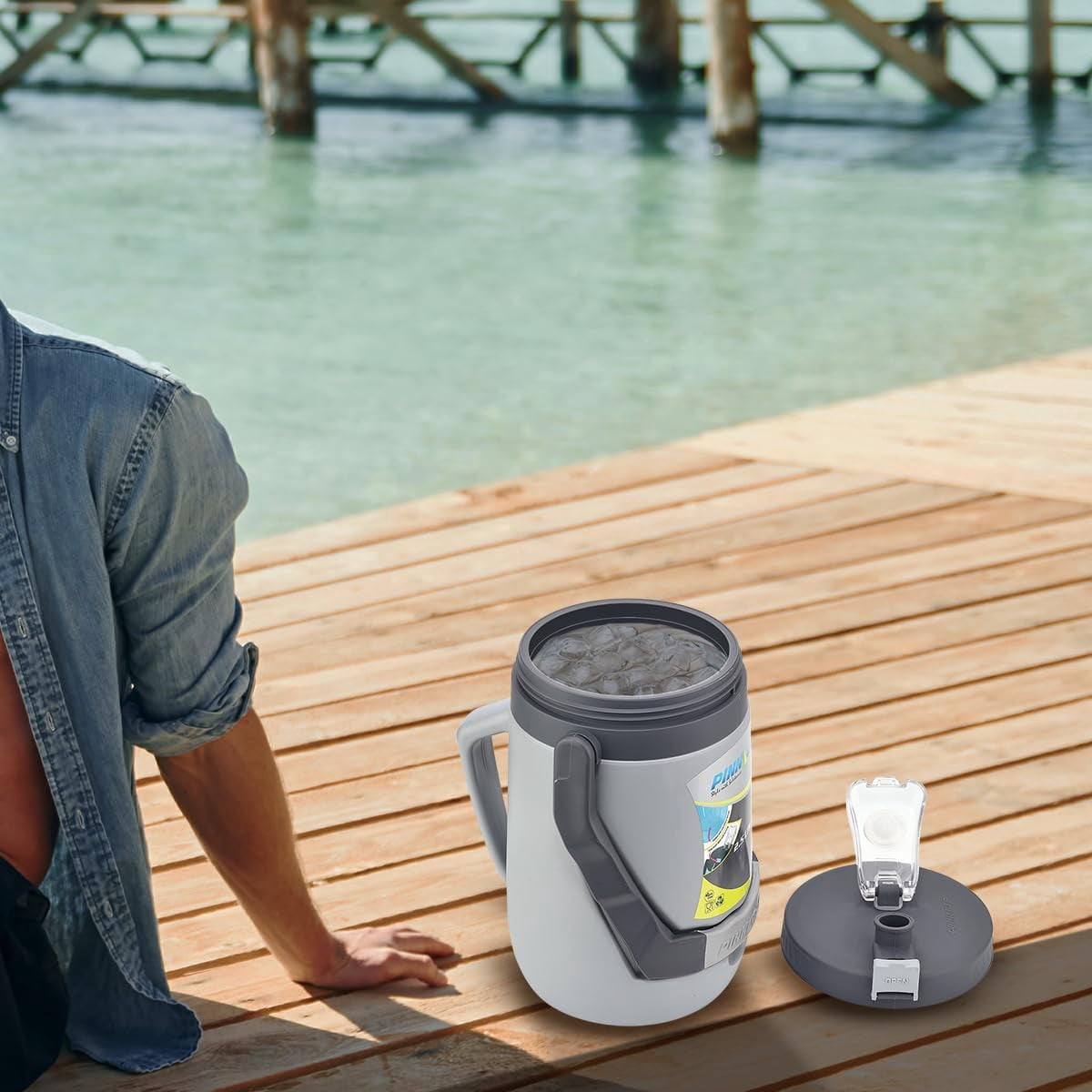 Pinnacle Thermoware Insulated Water Jug with Spout 85 Oz Large Water Bottle with Easy to Carry Handle - Gray