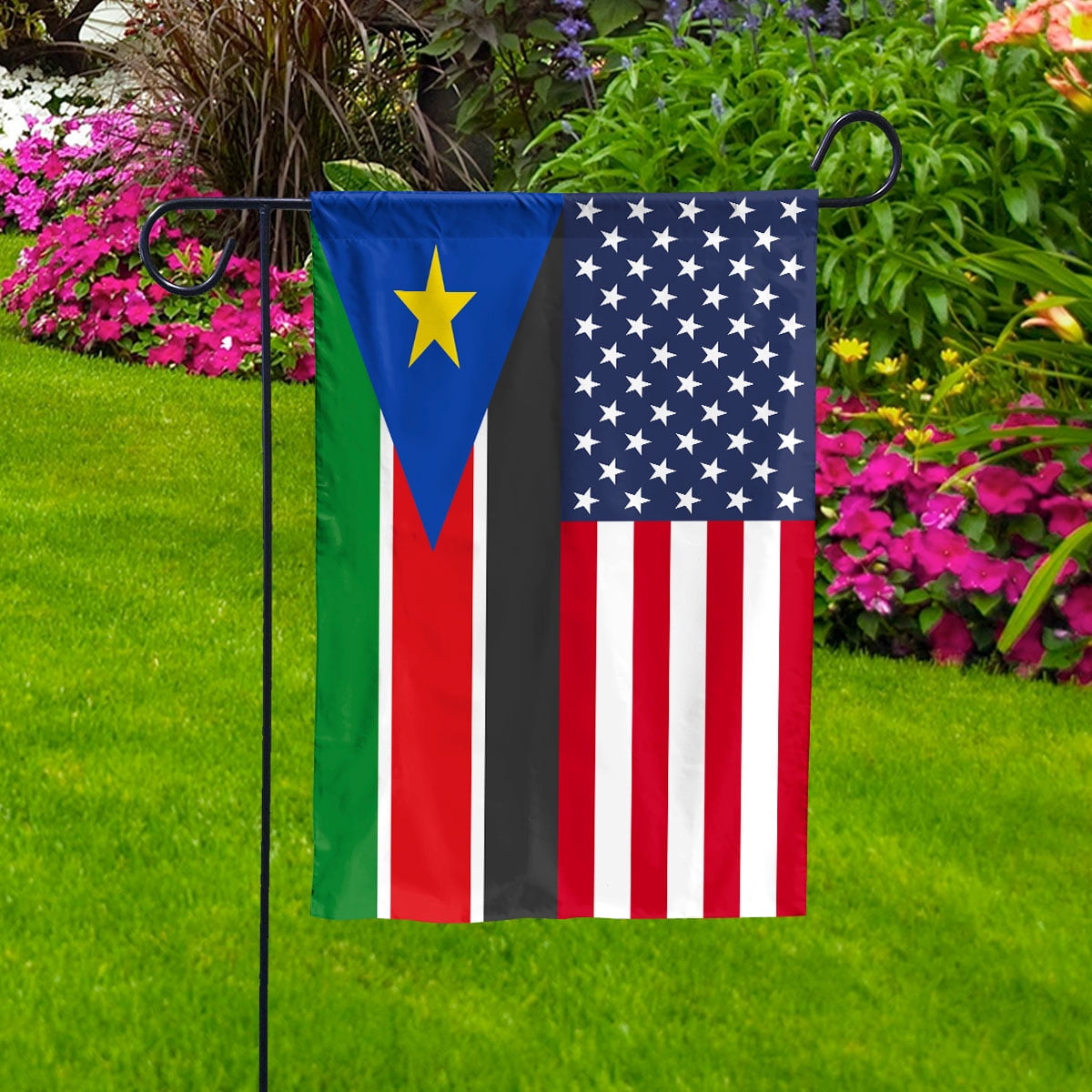 American South Sudan Flag South Sudanese Friendship U.S.A Memorial Day Patriotic For Garden Flag, Double-Sided Decorative Outdoor Flag, Polyester Yard Flag 12 x 18 in