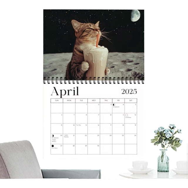 Calendario de pared 2025 Gatos | Calendario de pared mensual con temática felina | Diario, semanal