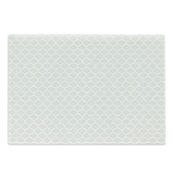Beige Cutting Board, Delicate Retro Style Shaped Horizontal Rows Classical Elements Antique Pattern, Decorative Tempered Glass Cutting and Serving Board, Large Size, Eggshell White, by Ambesonne