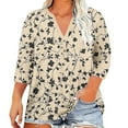 thumbnail image 2 of Jsaierl 3/4 Length Sleeve Plus Size Womens Tops Casual Button Up V Neck Shirts Dressy Graphic Ladies Blouses Workout Loose Fit T-shirts Top L-5XL, 2 of 5